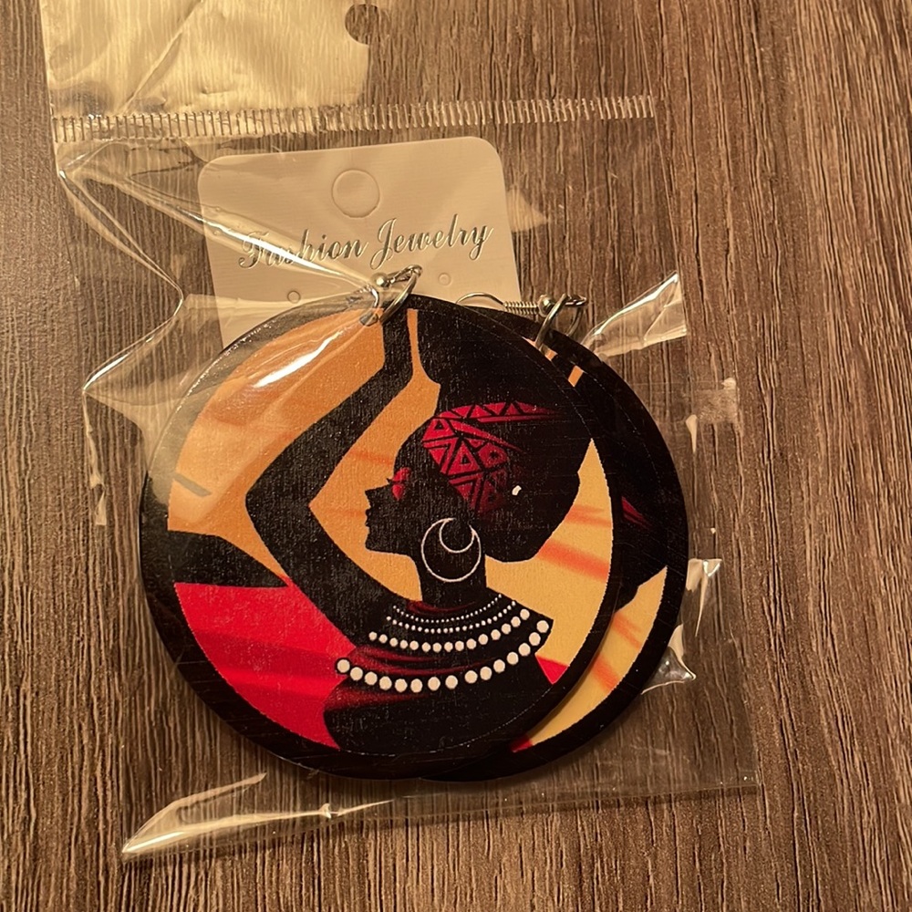 African-Themed Wooden Earrings